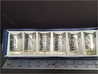 Silver Deposit On Glass Peru Shot Glasses