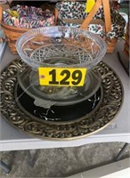 Lg. decorative plate, glassware, bowl & platter