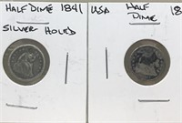 1841 & 1857 USA half dimes SILVER