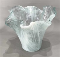 Large Blown Glass Ruffle Vase