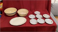 Glass mixing bowls, serving plate, little plates