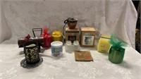Candles, candle holders, wax warmer, aroma cafe