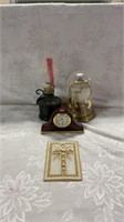 Oil lamp, antique clocks
