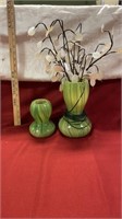 Green decorative flower vases