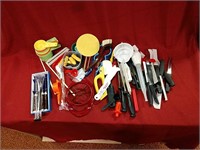Large assortment of knives, kitchen utensils