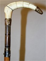 Victorian Bamboo, Gold & Carved Bone Cane