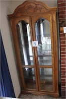Wood China Cabinet with Glass Shelves