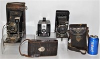 3 Antique Cameras - Brownie, Kodak A