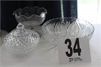 Cut Glass Candy Dish - (2) Bowls