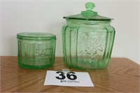(2) Green Glass Dishes