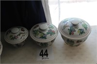 (3) Ceramic Bowls with Lids