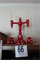 (8) Piece Wooden Candle Holder Set