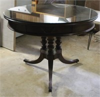 Mahogany inlaid drum table w/ glass top