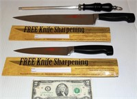 2 J A Henckels Willing Knives & Sharpener