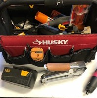 Husky Tool Bag W/ 17 Tools, Drill Bits, Clamps