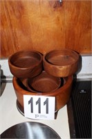(4) Piece Wooden Bowl Set
