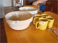 2 10in Clay Pots an 4 Burton Coffee Mugs