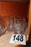 (2) Etched Beer Glasses