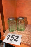 Green Glass Salt & Pepper Shakers