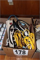 Box of Power Cords & Surge Protector
