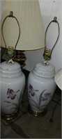 Pr iris vintage glass lamps