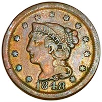 1848 Braided Hair Large Cent NICELY CIRCULATED