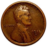 1912-S Lincoln Wheat Penny LIGHTLY CIRCULATED