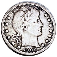 1908-O Barber Silver Quarter NICELY CIRCULATED