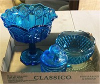 Lot of decorative blue glass