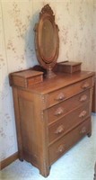 Antique Wood Dresser w/ Mirror