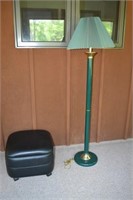 Black Ottoman (w/storage) & Green Floor Lamp