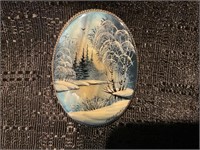 A Painted Cabochon Brooch