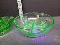 Uranium Glass Reimer & Divided Bowl