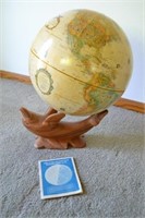 Replogle Globe w/ Wood Dolphin Carving Stand