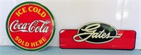ROUND ENAMELED COCA COLA SIGN, 11 3/4" AND....
