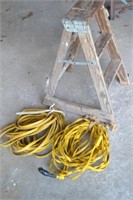 Cords and stepladder