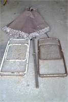 Umbrella, chairs