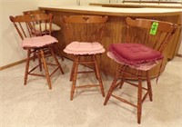 (4) TELL CITY MAPLE BAR STOOLS W/CUSHIONS