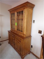 TELL CITY MAPLE CHINA HUTCH, 58" WIDE