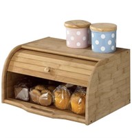 Betwoo Natural Wooden Roll Top Bread Box Kitchen
