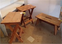 (3) WOODEN TABLES - 2 ARE FOLDING
