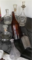 Antique Decanters & Cornhill Rye Bottle