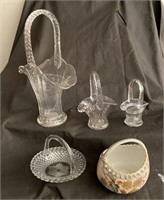 Fenton & Limoges Art Glass Baskets