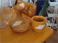 Maple Wood  Carved Vase and Wooden Cup