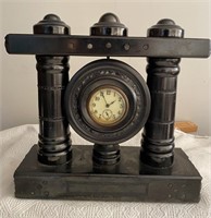 Hand Carved Coal Mantel Clock