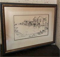 Lisa Forster Signed 21x27 Canandaigua Boat Houses