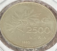 2500 Lira 1992 Turkey Coin