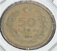 50 Lira 1989 Turkey Coin