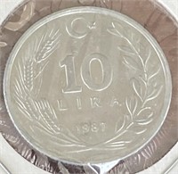 10 Lira 1987 Turkey Coin