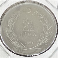 2 1/2 Lira 1977 Turkey Coin